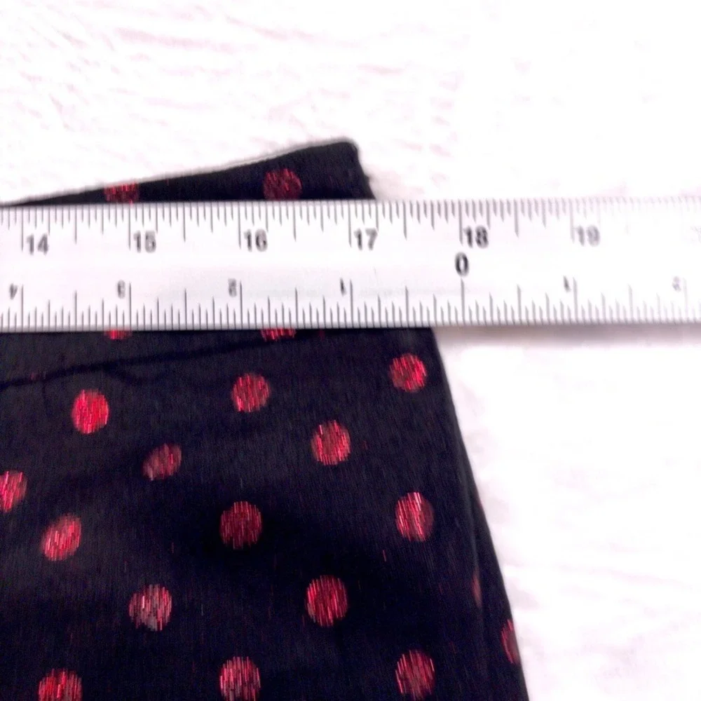 Talbots Pants Women's Size 12 Black Red Metallic Kick Crop Holiday Dot - Picture 9 of 12
